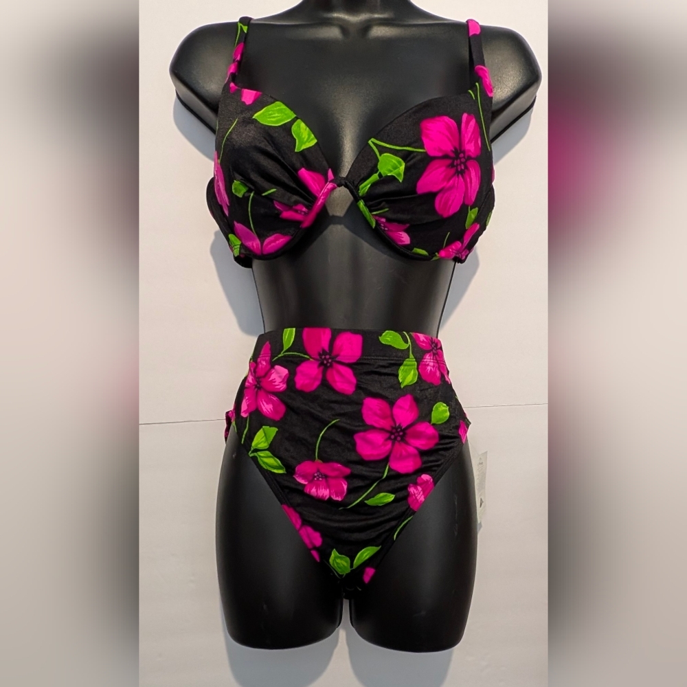Vintage Catalina 🌴 New With Tags High Waisted floral bikini - Picture 1 of 7